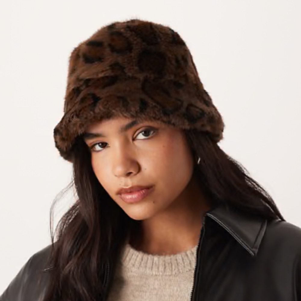 ShopEvelynne Brown Faux Fur Bucket Hat